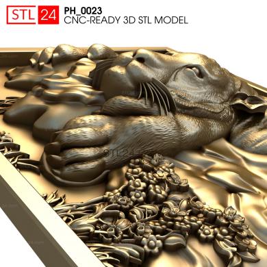Панно художественные (Тигр, PH_0023) 3D модель для ЧПУ станка